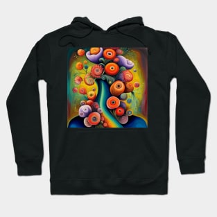 Surrealistic Woman with Cute Abstract Flowers Still Life Painting Hoodie